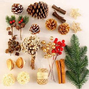 Natural Pine Cones Wood Slices Cinnamon Sticks DIY Christmas Decoration Accessories Rustic Holiday Home Ornament Props