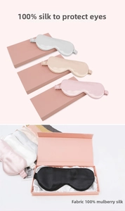 Detail of pure 22 momme mulberry silk sleep mask in gift box packaging