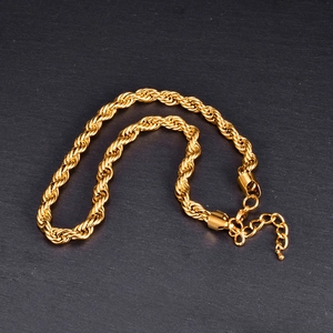 Minimalist gold plated stainless steel rope chain necklace with polished finish