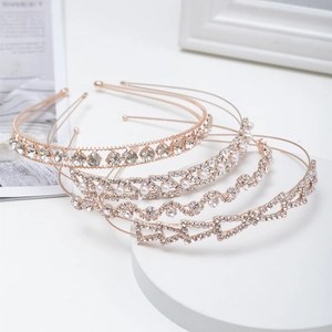Rhinestone Faux Artificial Pearl Headband Retro French Alloy Sparkling Hair Hoop For Women Party Daily Hair Accessories