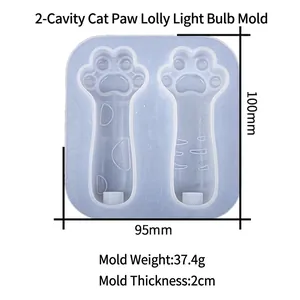 Moule en silicone chat à 2 cavités pour résine DIY et savon, dimensions 100x95mm