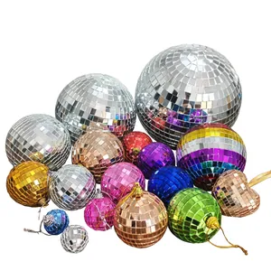 Mirror Disco Ball Ornaments Glass Reflective Sparkling Hanging Decoration For Party Wedding Christmas Tree Cake Topper