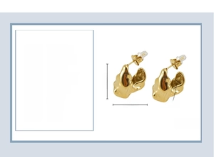 Detail view of 18K gold plated stainless steel irregular earrings sized 18x20mm