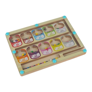 Wooden magnetic dinosaur maze board for children's color sorting and counting skills