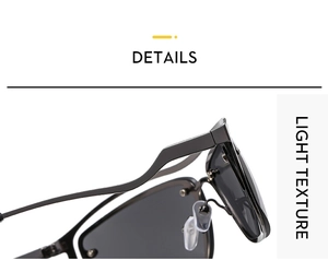Detail of Y2K sunglasses featuring streamlined temples, metal hinges and silicone nose pads