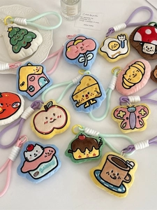 Cute Cartoon Plush Keychain Soft Cloth Embroidery Bag Pendant For Women Girls Kawaii Keyring Decor Accessory