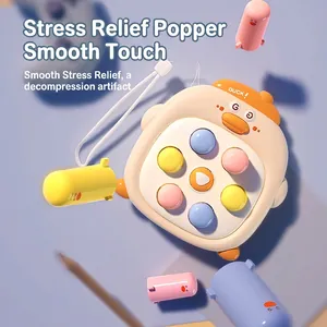 Duck-themed handheld pop light-up puzzle game toy for kids with portable lanyard