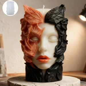 Molde de silicona de diosa nórdica para velas artísticas con detalles de hojas reales