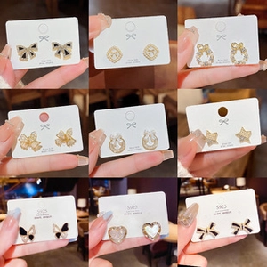 Detailed close-up of S925 silver needle diamond earrings in nine elegant Korean designs