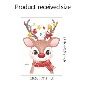 Cartoon Christmas reindeer wall sticker dimensions 27.8x19.5cm for holiday home decor