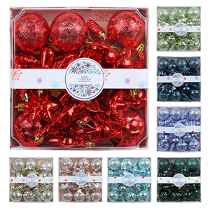 28pcs Christmas tree ornaments set with multicolor balls stars and candy shapes in a gift box