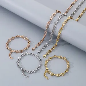 Infinity Symbol Necklace And Bracelet Stainless Steel Polished Link Chain Jewelry For Men Women Fashion Casual