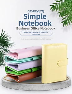 Detailed view of colorful A5 A6 A7 PU leather binders with durable 6-ring metal mechanism