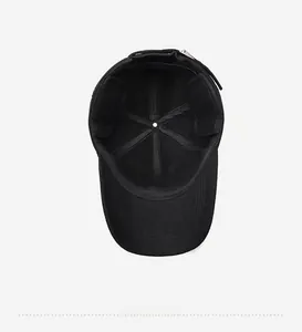 Internal view showing six-panel stitching and black sweatband of this winter baseball cap