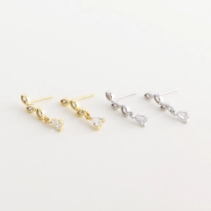 Eleganti orecchini a goccia in argento s925 con zirconi nelle finiture oro e argento