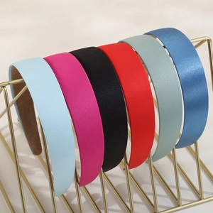 Wide Satin Headband For Women Non-Slip Fabric Hairband Solid Macaron Color Sweet Elegant Minimalist Hair Accessories