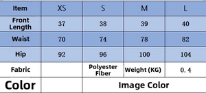 Size chart for high-waisted cargo skirt with waist and hip measurements in cm