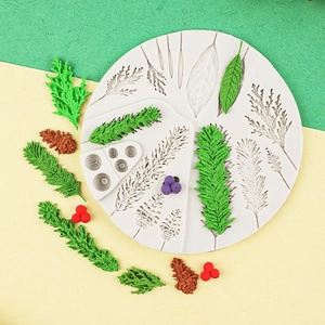 Christmas DIY pine cone and leaf silicone mold for fondant cake and chocolate decor