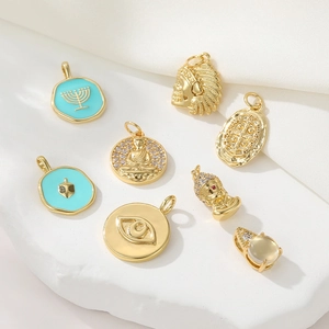 Variety of 14K gold plated religious pendants for DIY jewelry and necklaces
