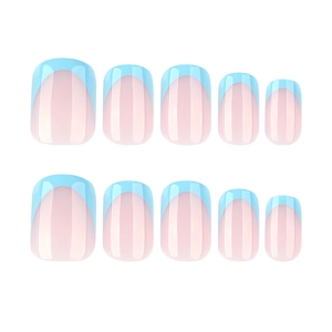 Klassische French Sky Blue Press-on Nails in ovaler Form, 10-teiliges Nagelset