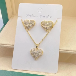 Fashion Jewelry Necklace And Earrings Heart Clover Bear Shape Alloy Zirconia Inlaid Elegant Wedding Accessory Women