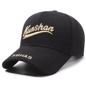 Classic black baseball cap with 3D Kunshan embroidery in premium twill cotton