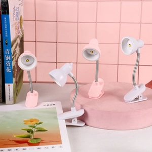 Mini LED clip-on book light with flexible neck and high-brightness source in pink and white