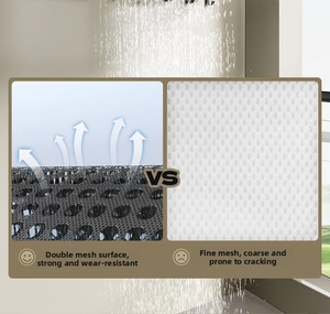Detail view of durable double-wire mesh fabric versus standard soft mesh material