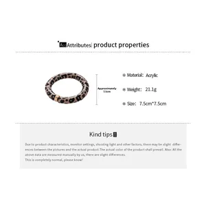 Detail view of acrylic leopard print bangle with dimensions 7.5cm and 21.1g weight