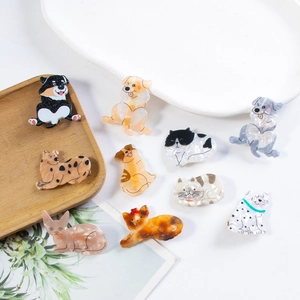 Simpatici fermagli per capelli in acetato con motivi di animali gatto e cane per donna