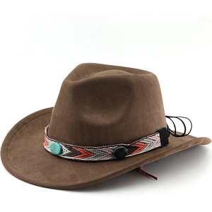 Western Cowboy Hut Fedora Wildlederimitat Breite Krempe Ethno Webband Türkis Dekor Retro Jazz Sonnenhut Für Herren Damen