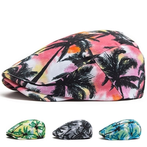 Coppola Con Stampa Palma Tropicale Cotone Traspirante Regolabile Estate Spiaggia Berretto Per Uomo Donna Tie Dye
