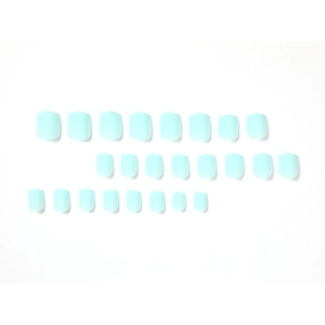 24pcs matte mint blue short round press-on nails set with elegant frosted finish