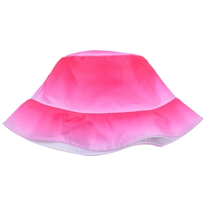 Pink gradient bucket hat for women with a sleek polyester finish and flat top design
