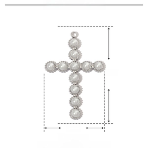 Detailed parameter diagram of stainless steel cross pendant with pearls and dimensions