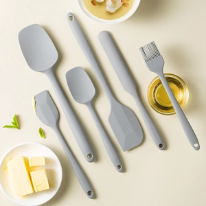 Silicone Spatulas And Basting Brush Kitchen Utensils Heat Resistant Integrated Seamless Design Baking Cooking Tools Morandi Color