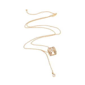 Gold plated gourd pendant necklace with sparkling cubic zirconia and hollow-out design
