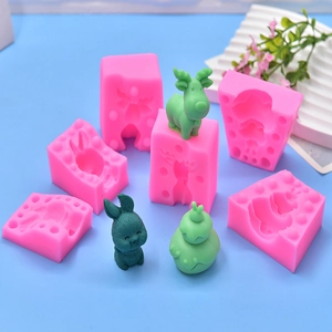 DIY silicone molds for rabbit and reindeer resin crafts, 3D animal candle baking molds