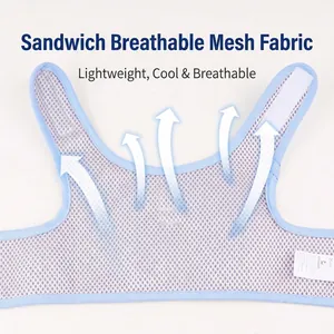 Breathable blue mesh dog harness vest with reflective material and velcro closure