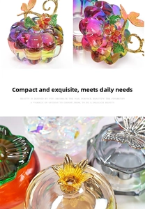 Detail of colorful gradient glass nail art jars with golden butterfly leaf lids