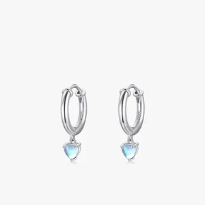 925 Sterling Silber Herz Anhänger Mondstein Hoop Ohrringe Eleganter Schmuck Für Frauen