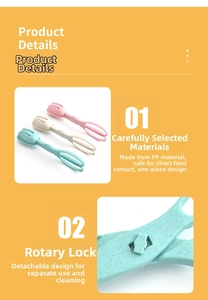 Close-up of food-grade wheat straw tongs with detachable knob design for BBQ