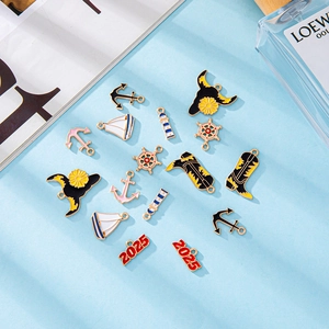 10Pcs alloy charms set featuring Western boots and nautical anchors for DIY jewelry making