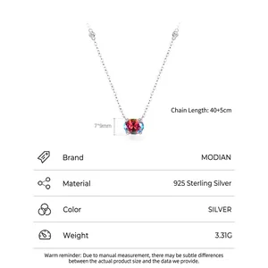 925 Sterling Silver necklace featuring a round colorful synthetic opal pendant and chain