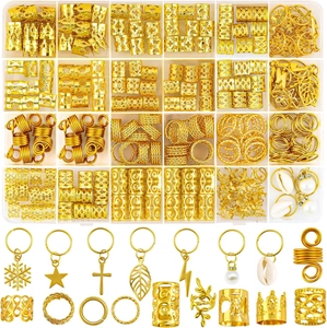 Gold Metal Hair Braid Accessories Dreadlock Jewelry Rings Cuffs Charms Star Leaf Shell For Women Boho Styling
