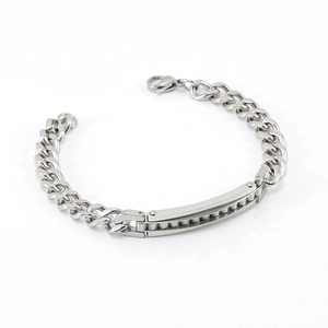 Men Cuban Chain Bracelet 18K Gold Plated Stainless Steel Metal Bar Plate Curb Link Fashion Hip Hop Jewelry