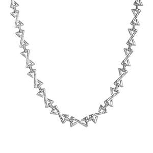 Silver geometric triangle link chain necklace in hip hop style for men and women