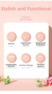 Detailed view of soft waterproof silicone material and cute cartoon unicorn patterns