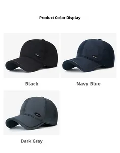 Detailed grid of men's winter thermal baseball caps in black, navy, and dark grey colors