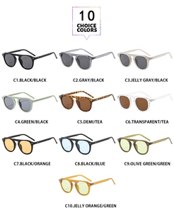 Grid view of vintage sunglasses showing 10 available colors with polished frames